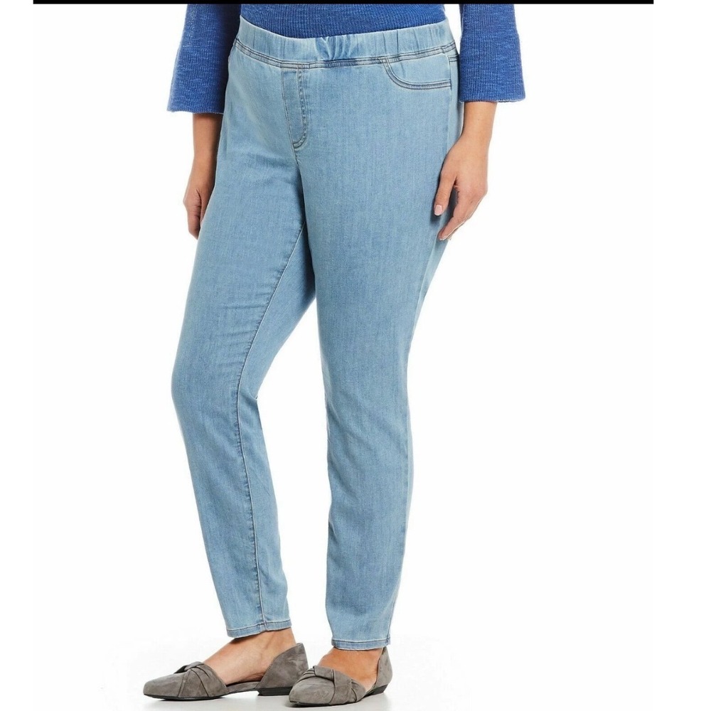 NWT Eileen Fisher Organic Cotton Stretch Pull On Jeggings in Frost Blue XL